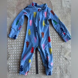 Hanna Andersson Blue Trees Newborn Holiday Pajamas, Festive Forest